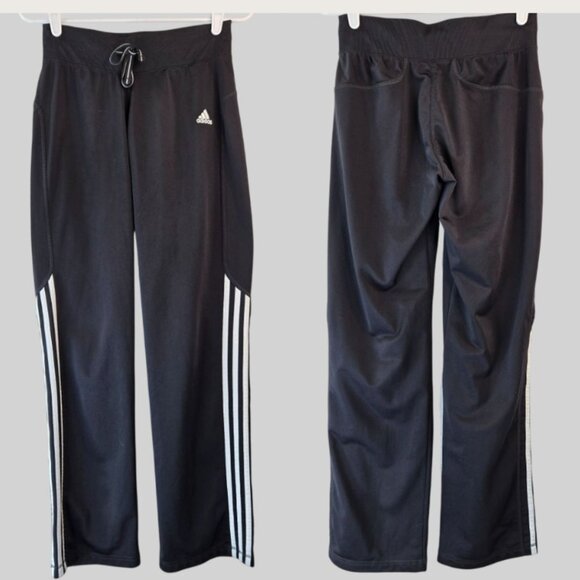 adidas Pants - Adidas Track Pant Womens Small Black White Side Stripe Athletic Workout Pull On